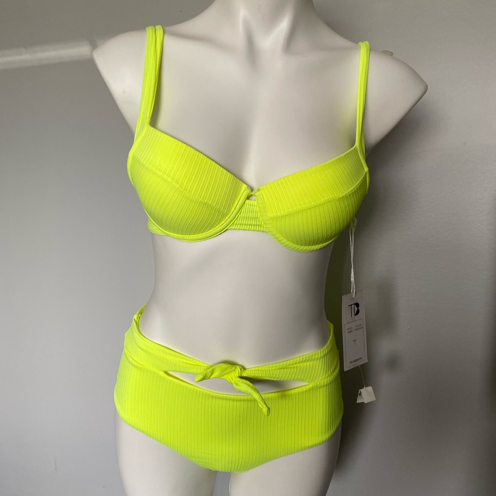 TiniBikini Neon Yellow Ribbed Underwire Bikini Set